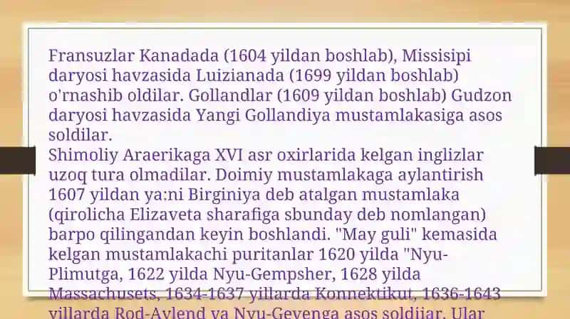 XVII asr o`rtalari va XIX asrlarda AQSH 4
