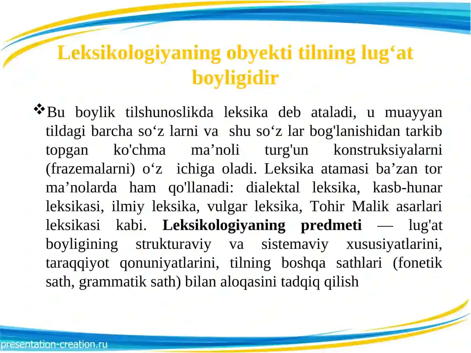 O‘ZBEK TILINING SOHADA QO‘LLANISHI 4