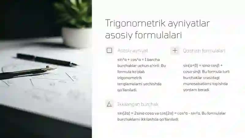 Trigonometrik ayniyatlar va progressiyalar 4