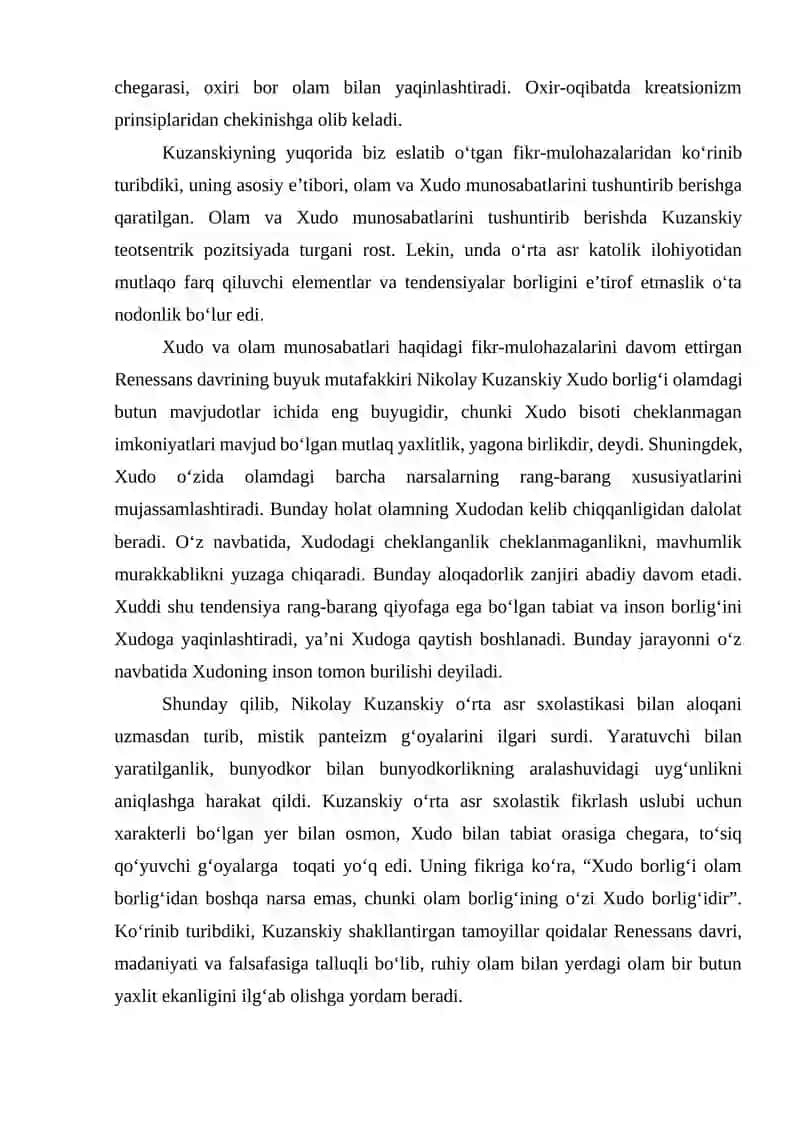 NIKOLAY KUZANSKIY UYG'OTISH DAVRI NATURFALSAFASICHISI 4