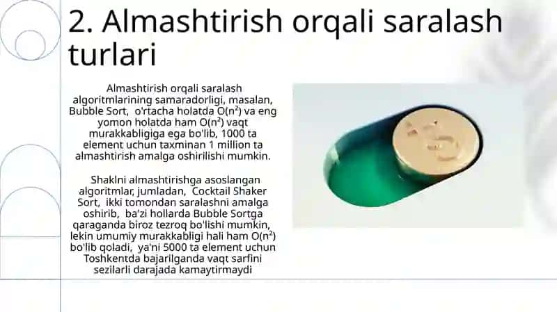 Örin almashtirish bilan saralash algoritmlari 4