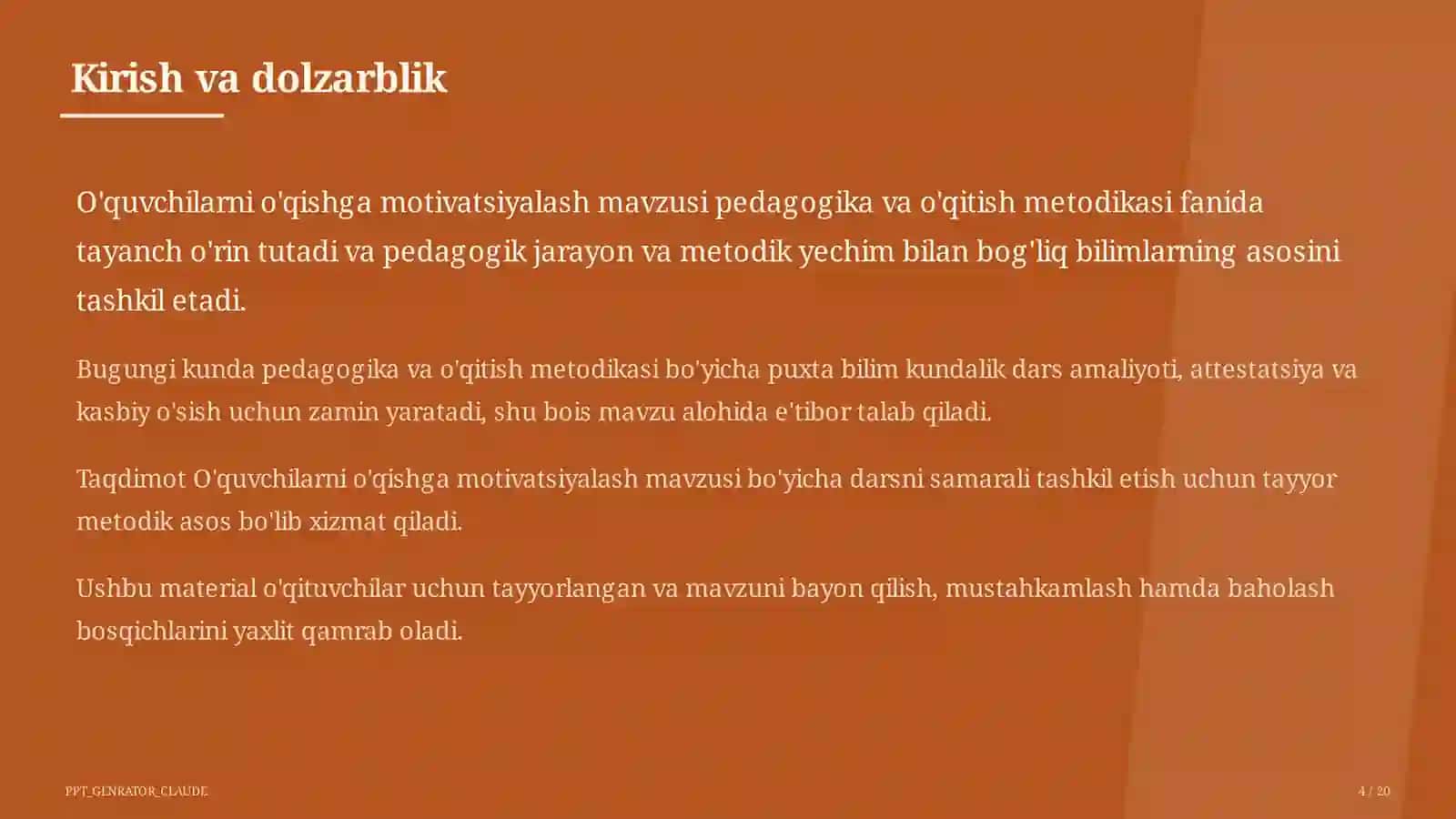 Dars rejasi 4