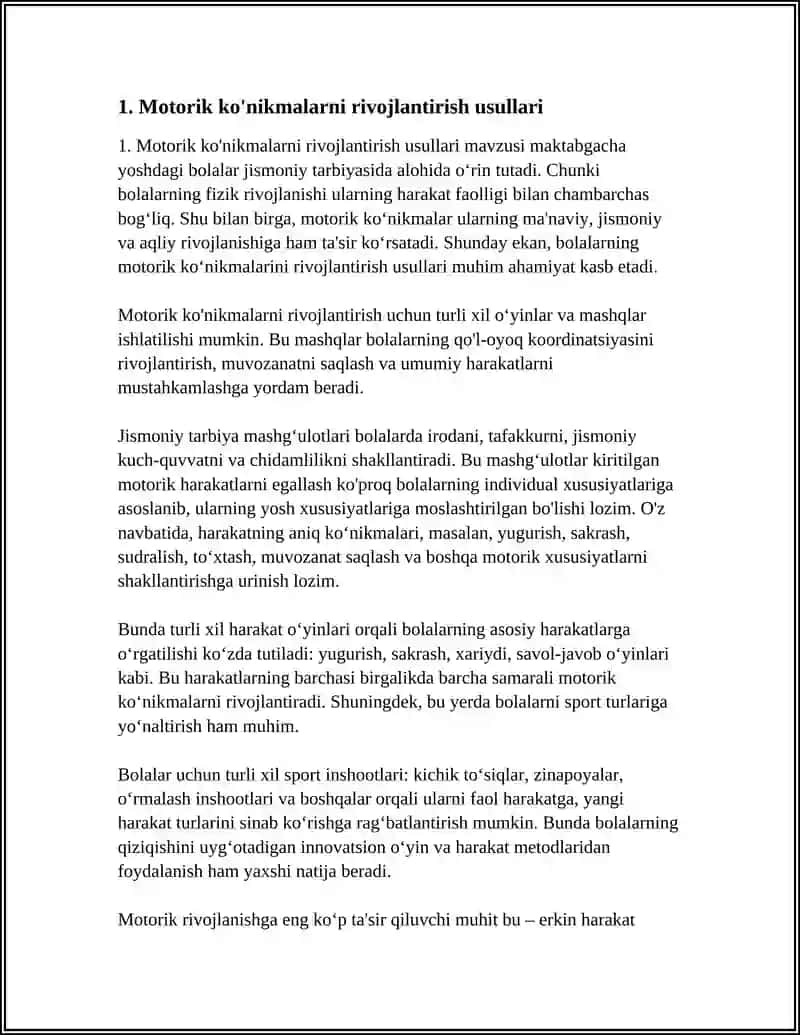 Motorik ko'nikmalarni rivojlantirish usullari 4