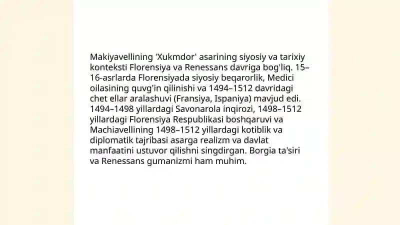 Makiavellining "Xukmdor" asari 4