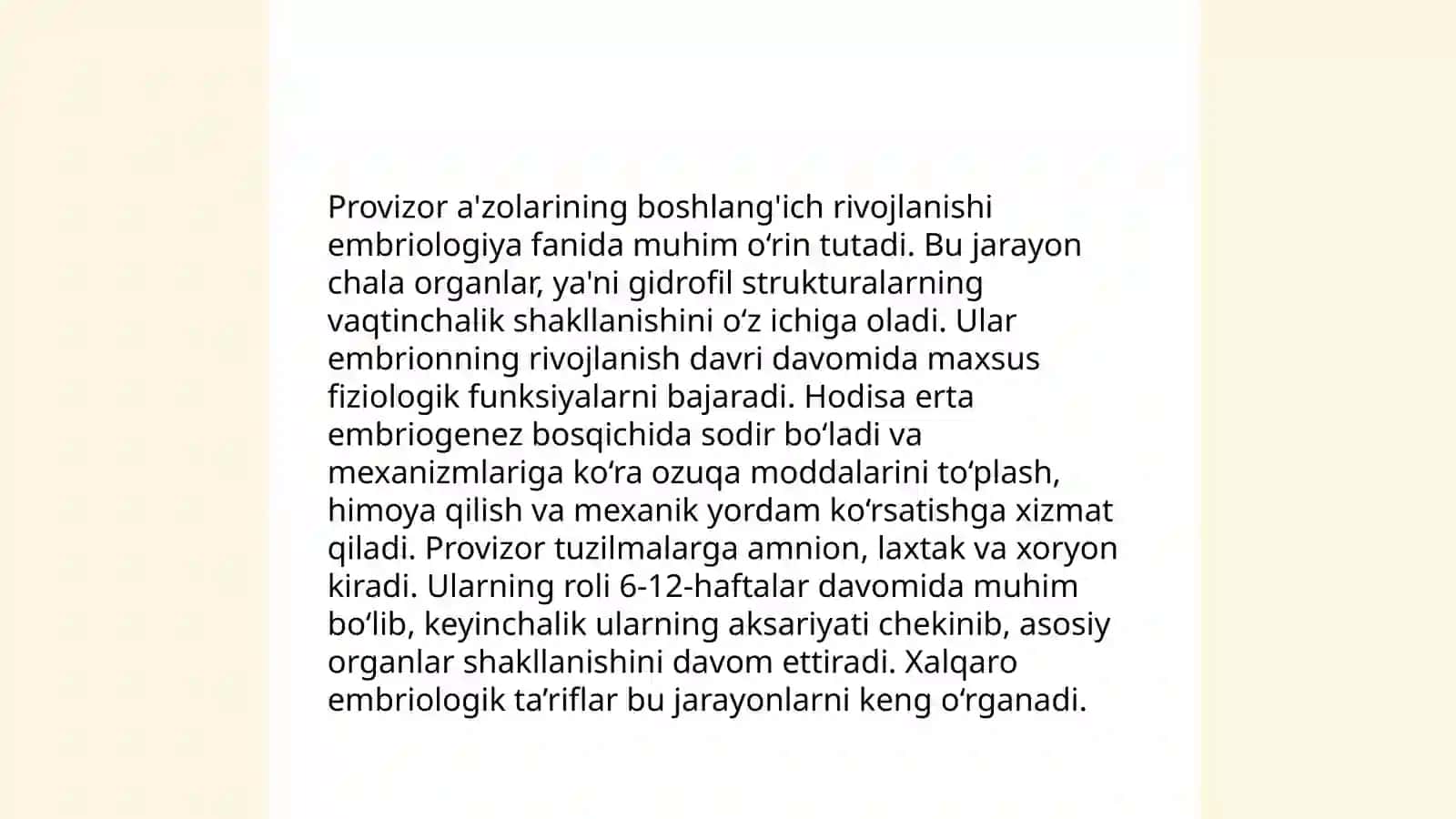 Provizor a'zolar tuzilishi va ahamiyati 4