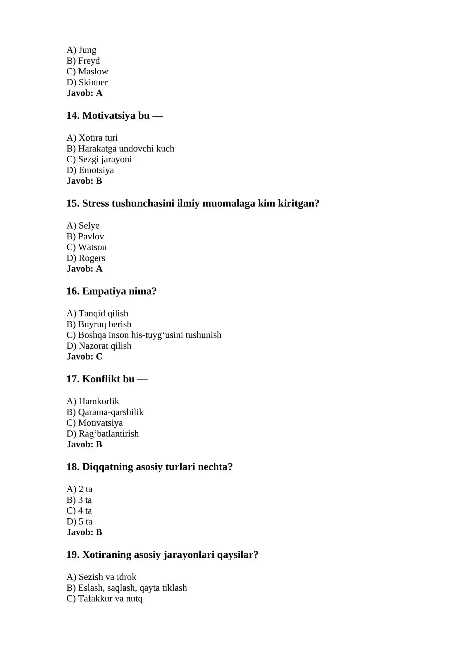 MAKTAB MASLAHATCHISI PSIXOLOGIK SAVOLLAR TO’PLAMI 4