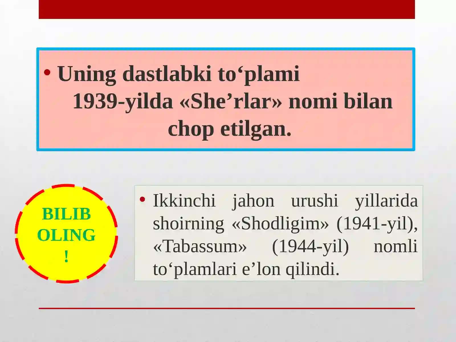 6-sinf Adabiyot fanidan Turob To'la hayoti va ijodi dars taqdimot 4