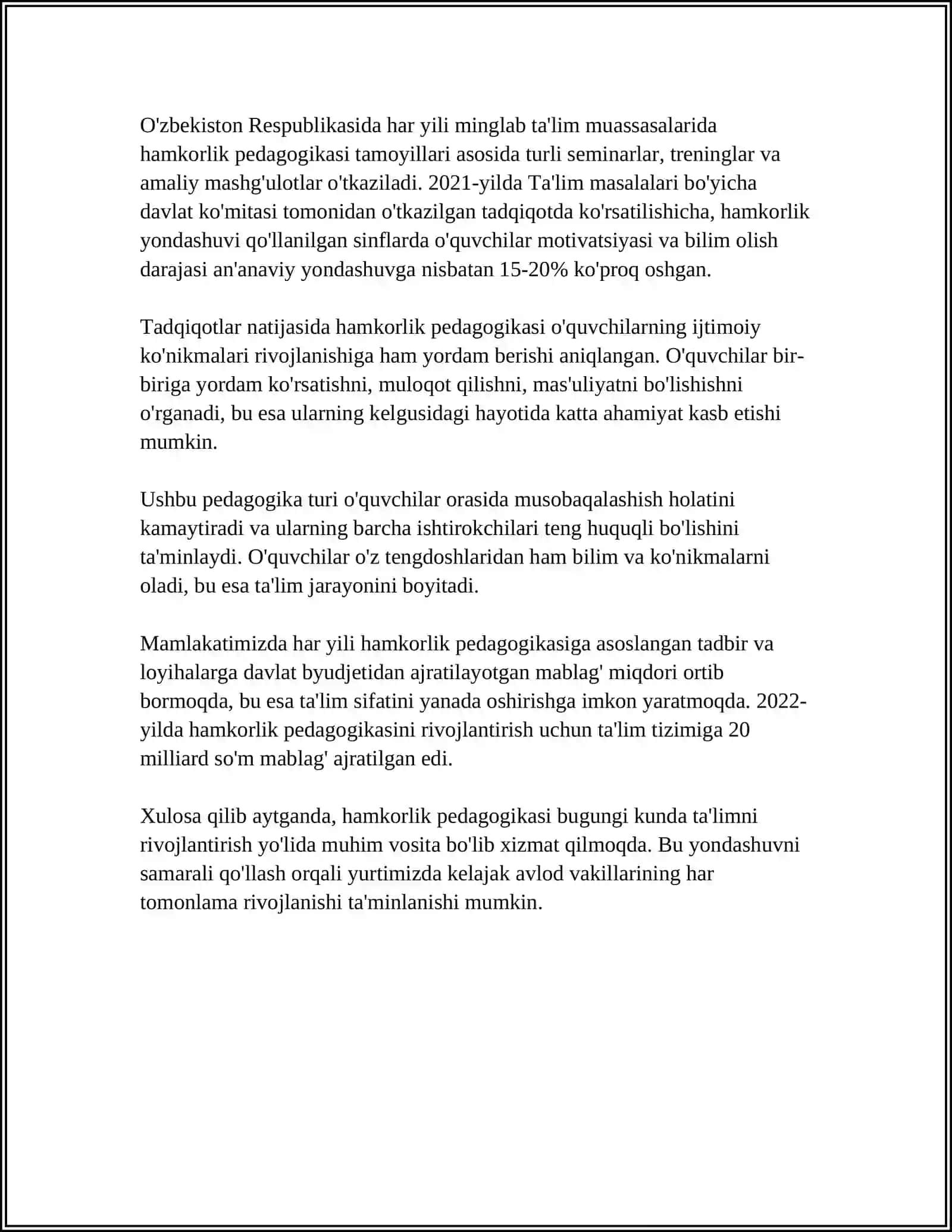 HAMKORLIK PEDAGOGIKASINING TASNIFI 4