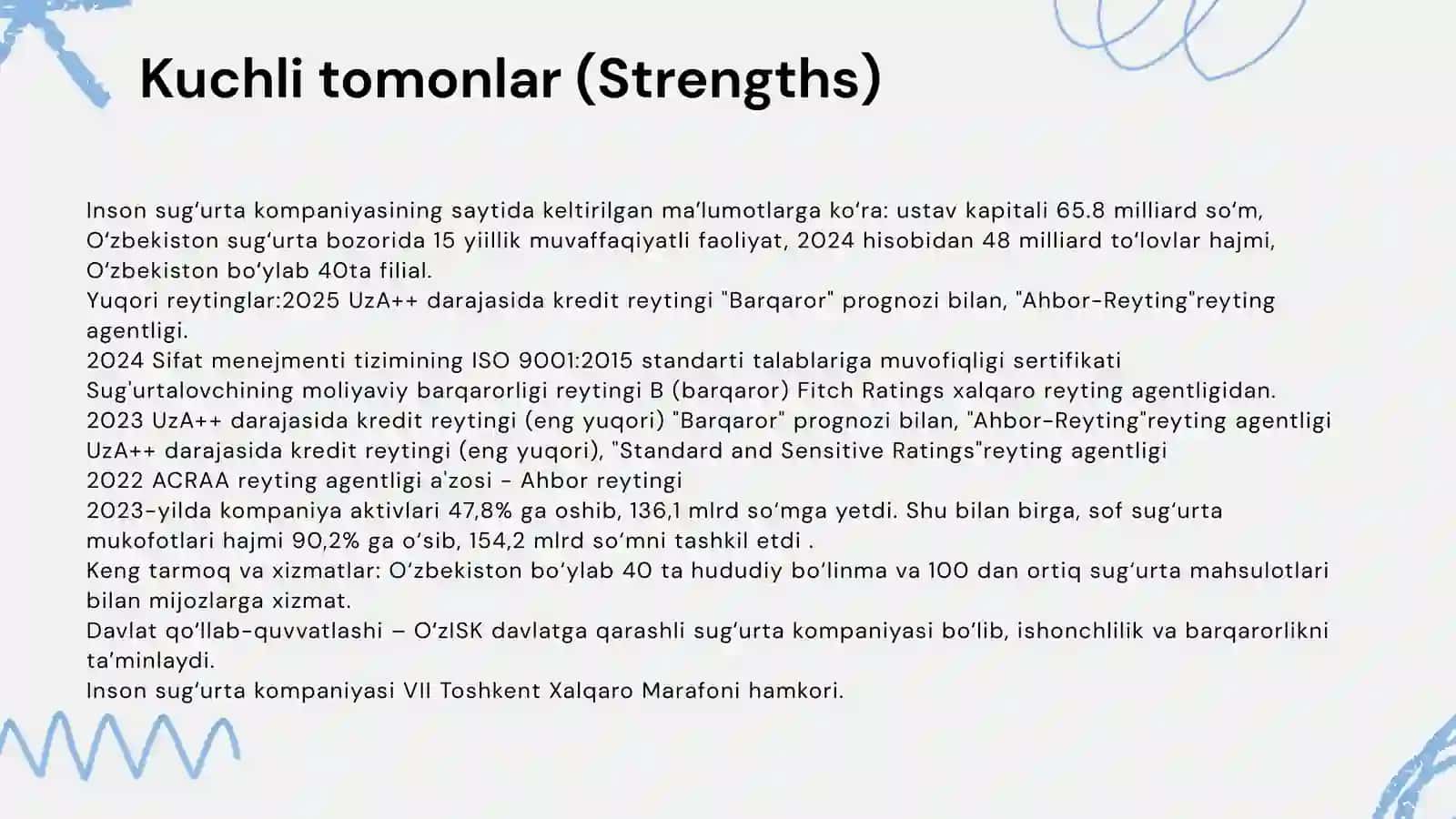 INSON Sugʻurta Kompaniyasi swot tahlili 4