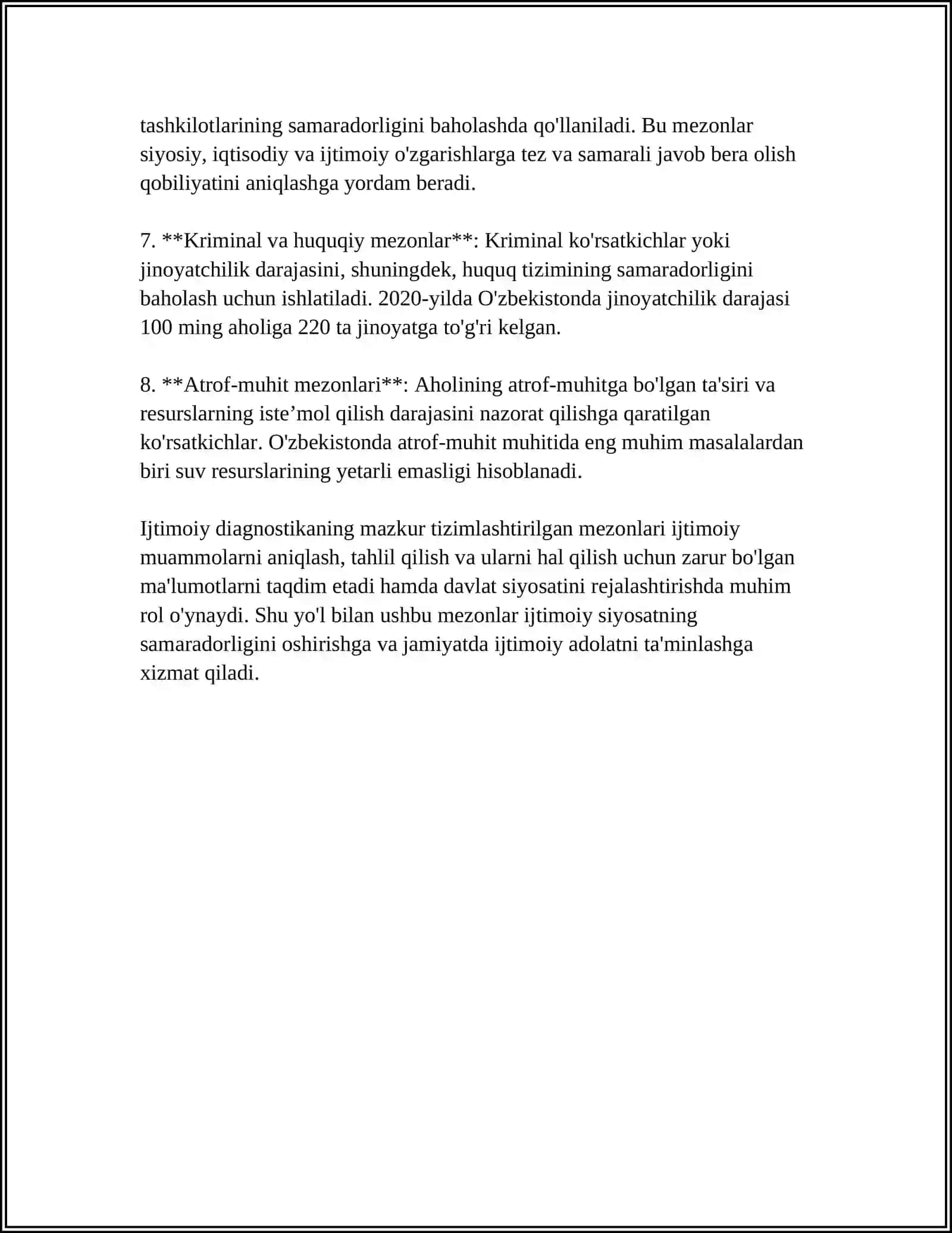 IJTIMOIY DIAGNOSTIKA, IJTIMOIY LOYIHA 4