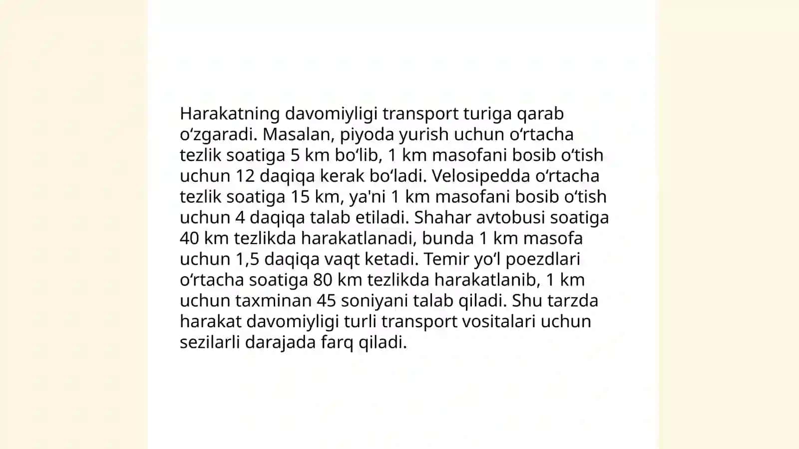 Harakatning vaqt harakteristikasi 4