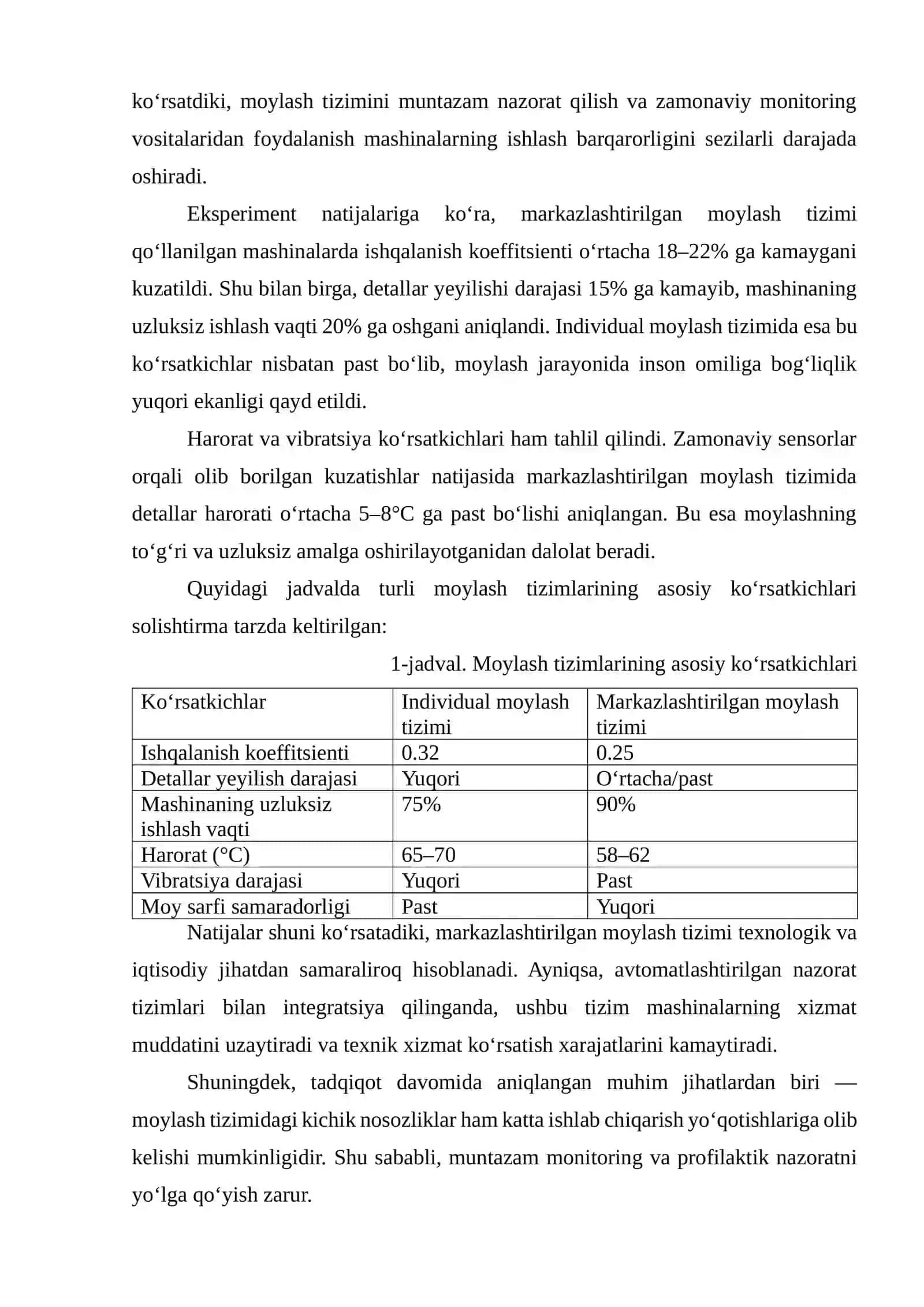 YIGIRUV MASHINALARIDA MOYLASH TIZIMINI NAZORAT QILISH VA BAHOLASH 4