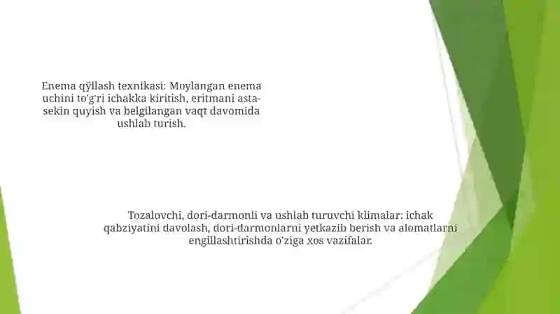 Klizma qo'llash texnikasi 4
