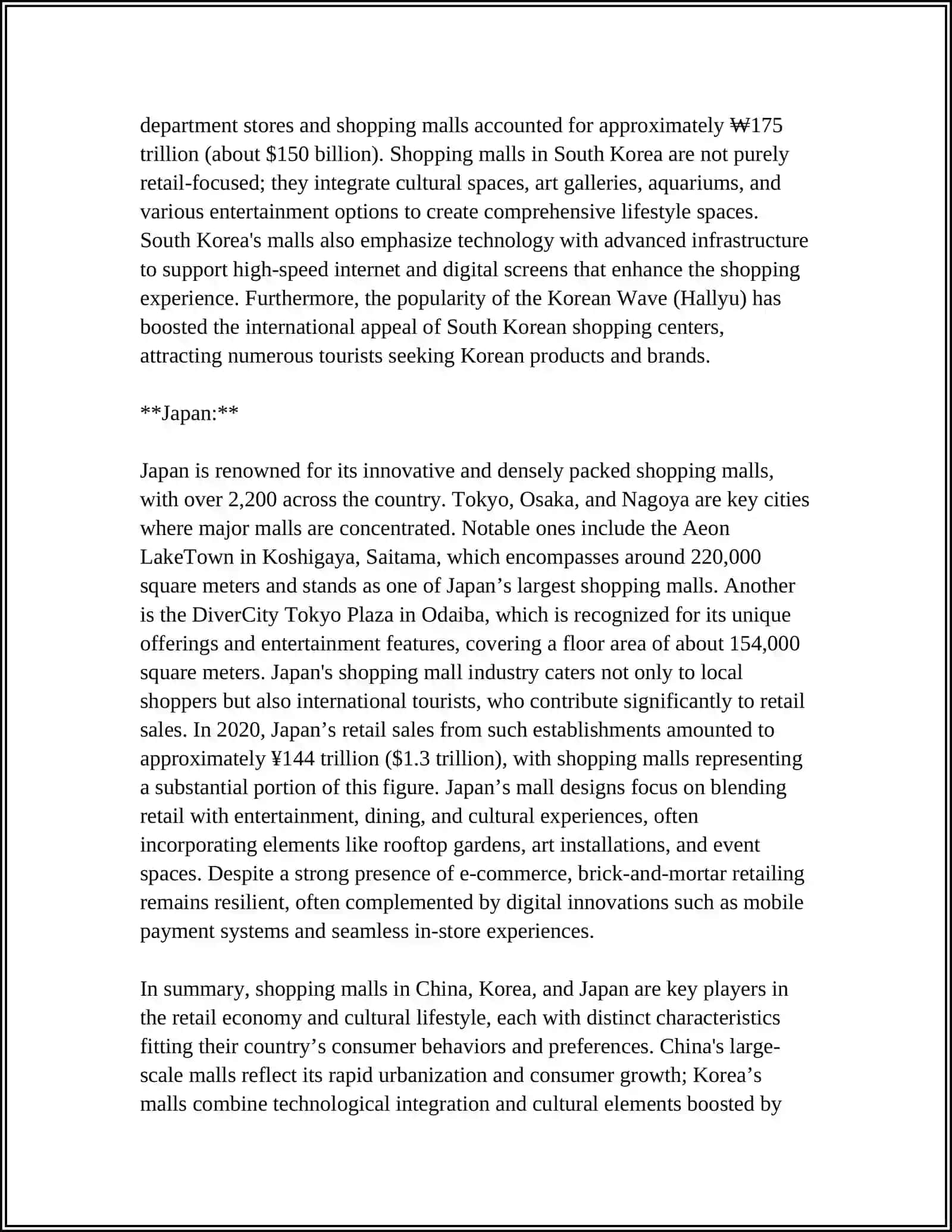 Theme: THE TOP SHOPPING MALLS IN CHINA, KOREA AND JAPAN 4