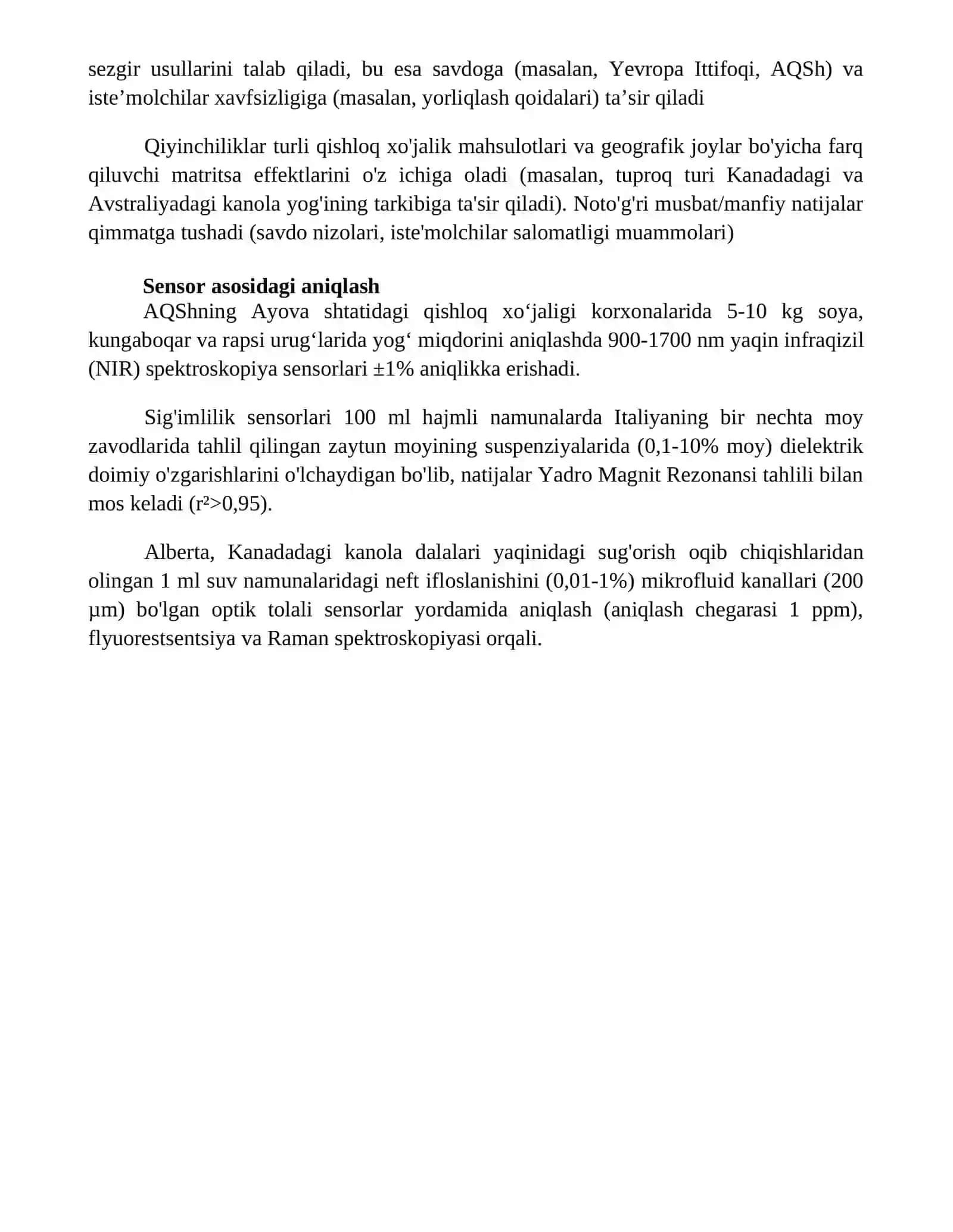 Qishloq xõjalik mahsulotlaridagi yoģni aniqlash 4