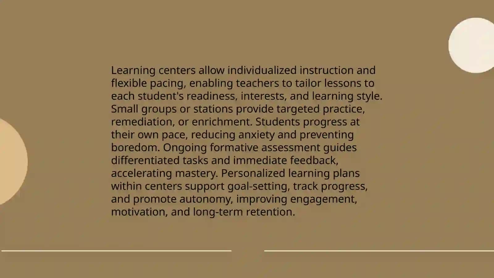 Advantages and disadvantages of Learning centers; make a ppt 4