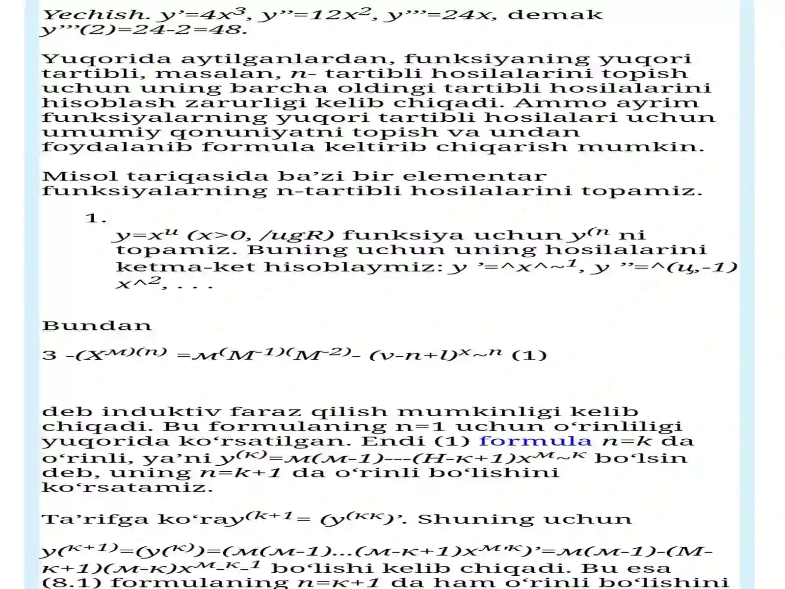 Yuqori Tartibli Hosila Tushunchasi 4