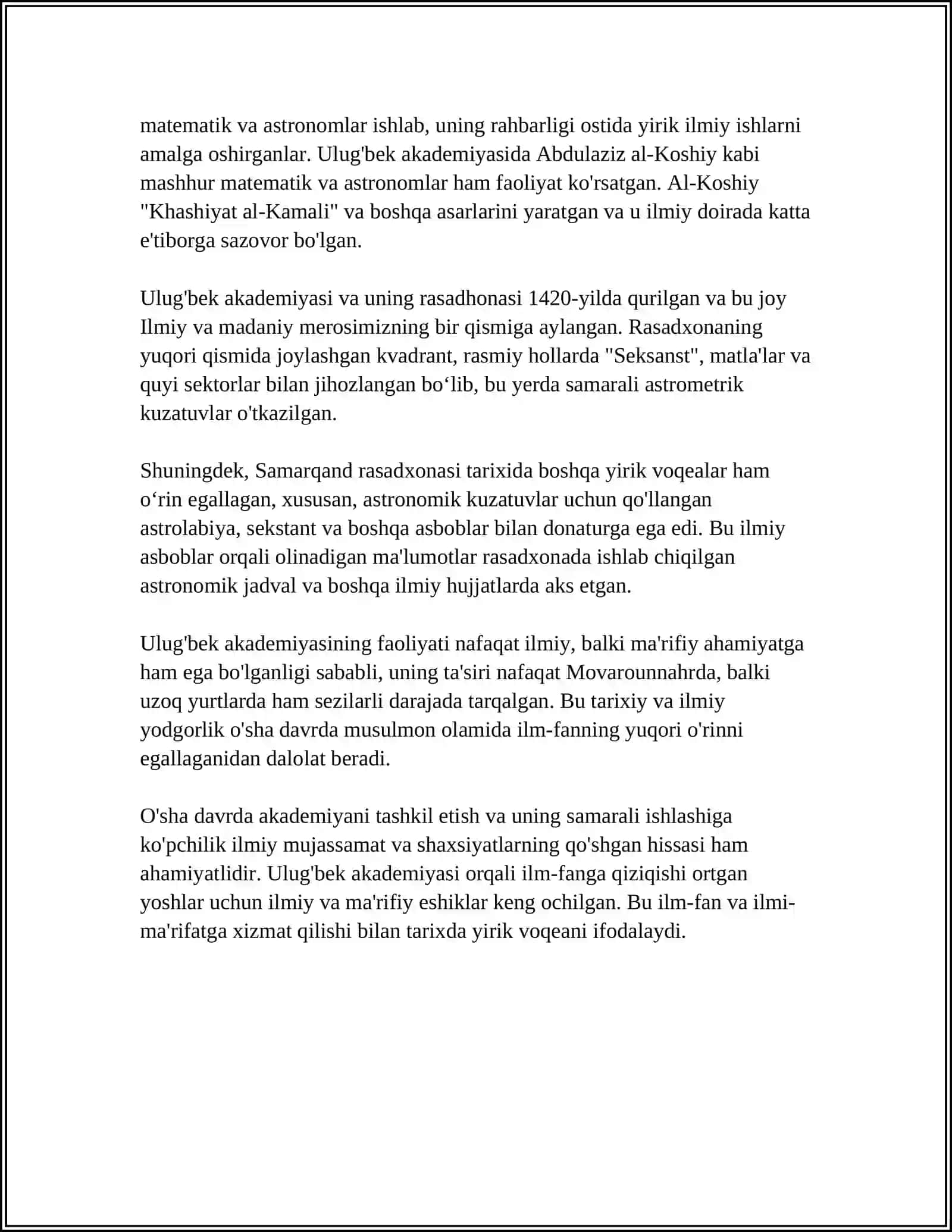 JAMIYAT HAYOTIDA “ULUG’BEK AKADEMIYASI”NING TUTGAN O’RNI 4