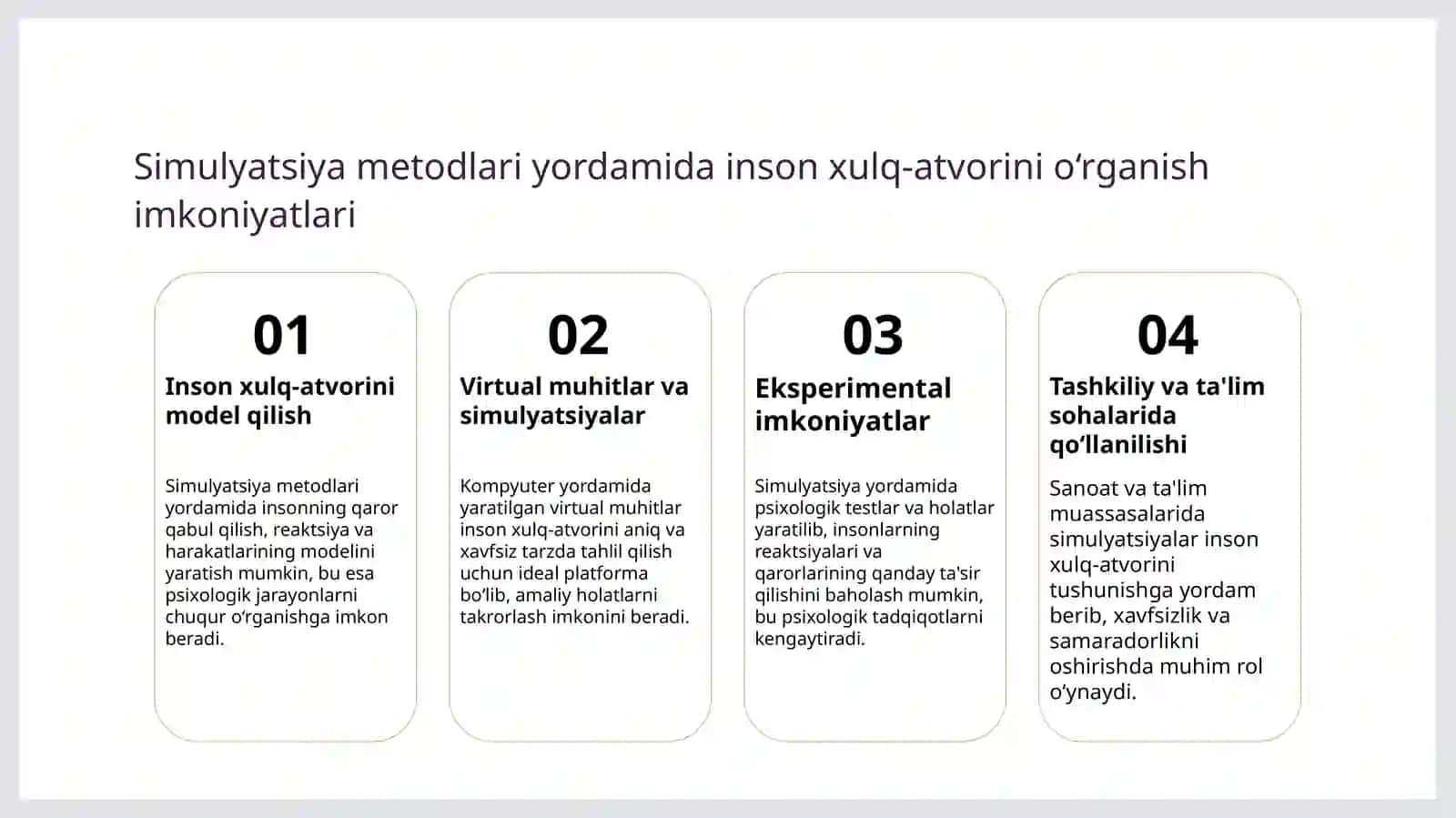 Muxandislik psixologiyasining simulyatsiya usullari 4