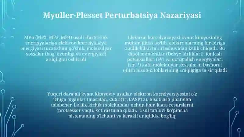 Elektron korrelyatsiyalarni hisobga olish 4