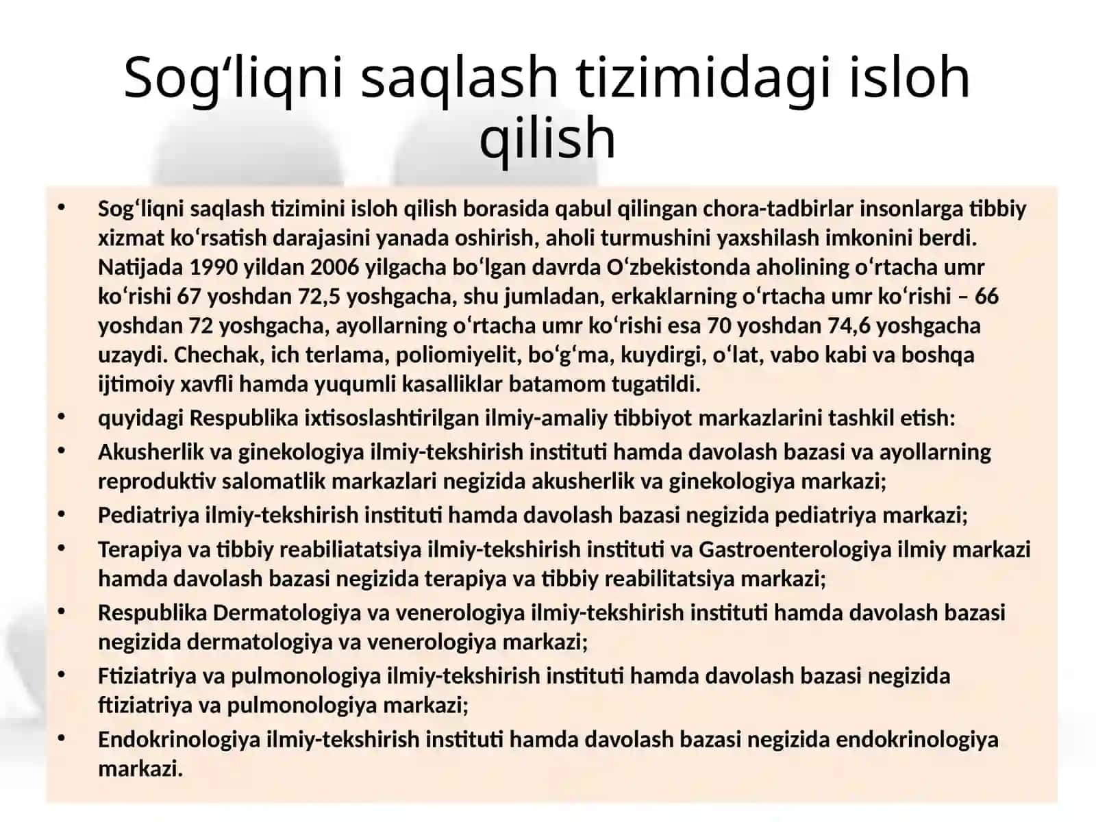 Sog‘liqni saqlash tizimida olib borilayotgan ishlash 4