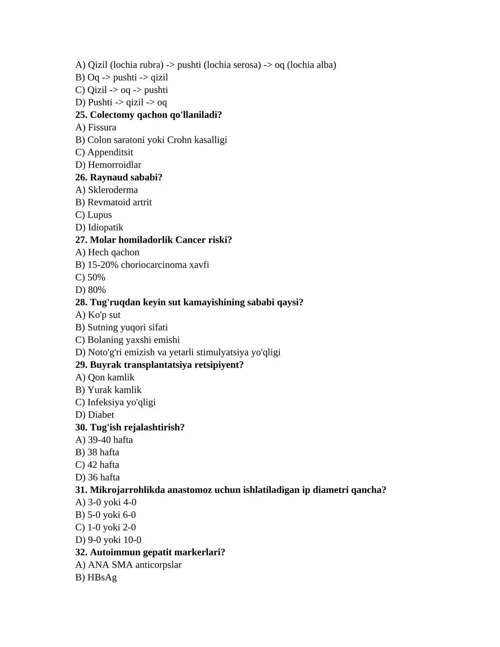 Tibbiyot testlari 2026 4