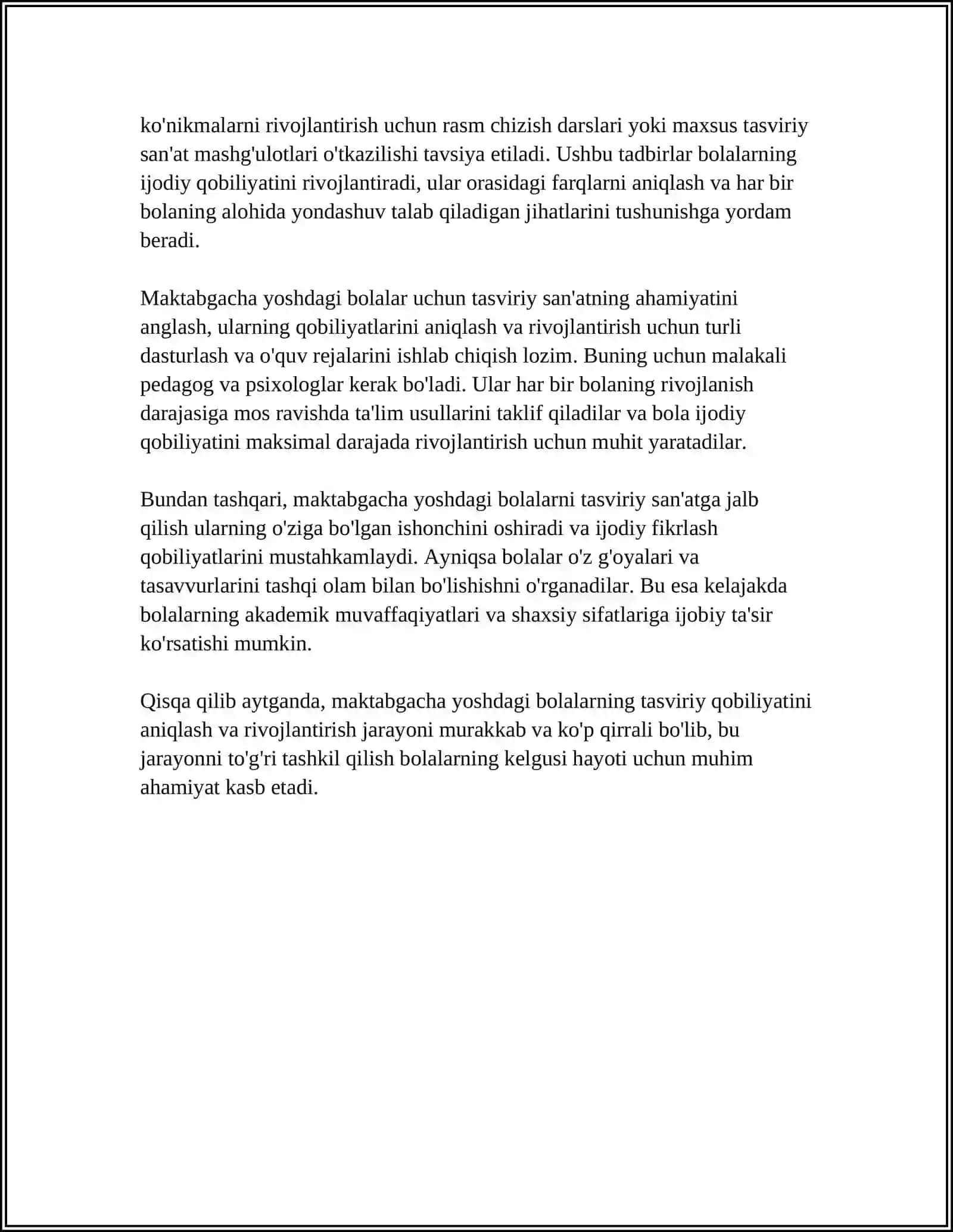 MAKTABGACHA YOSHDAGI BOLALARNI TASVIRIY QOBILYATI VA IJODKORLIGINI RIVOJLANTIRISH 4
