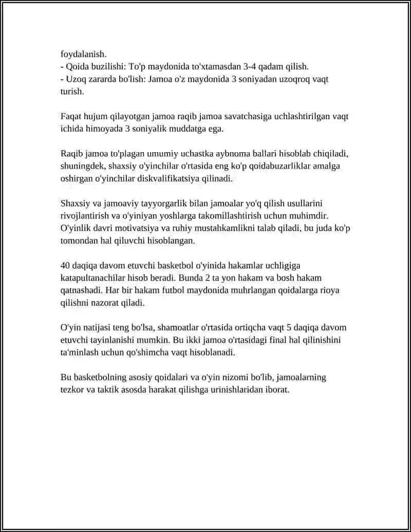 BASKETBOL SPORT O'YINLARI 4