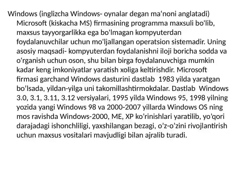 Windows XP operatsion sistemasi 4