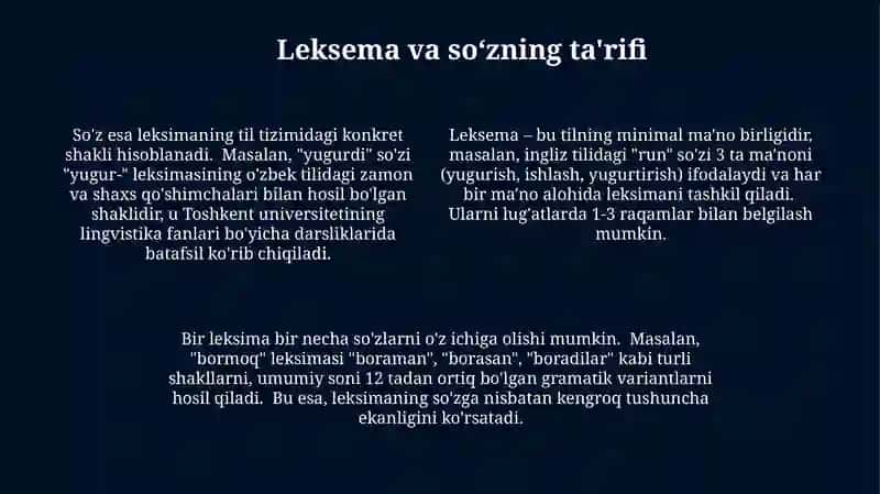 Leksema va soʻz munosabati 4