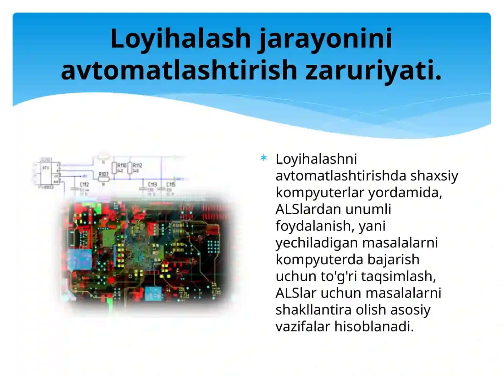 RADIOELEKTRON APPARATLARNI LOYIHALASHNI AVTOMATLASHTIRISHCISTEMALARI (ALS) HAQIDA UMUMIY MA'LUMOTLAR 4