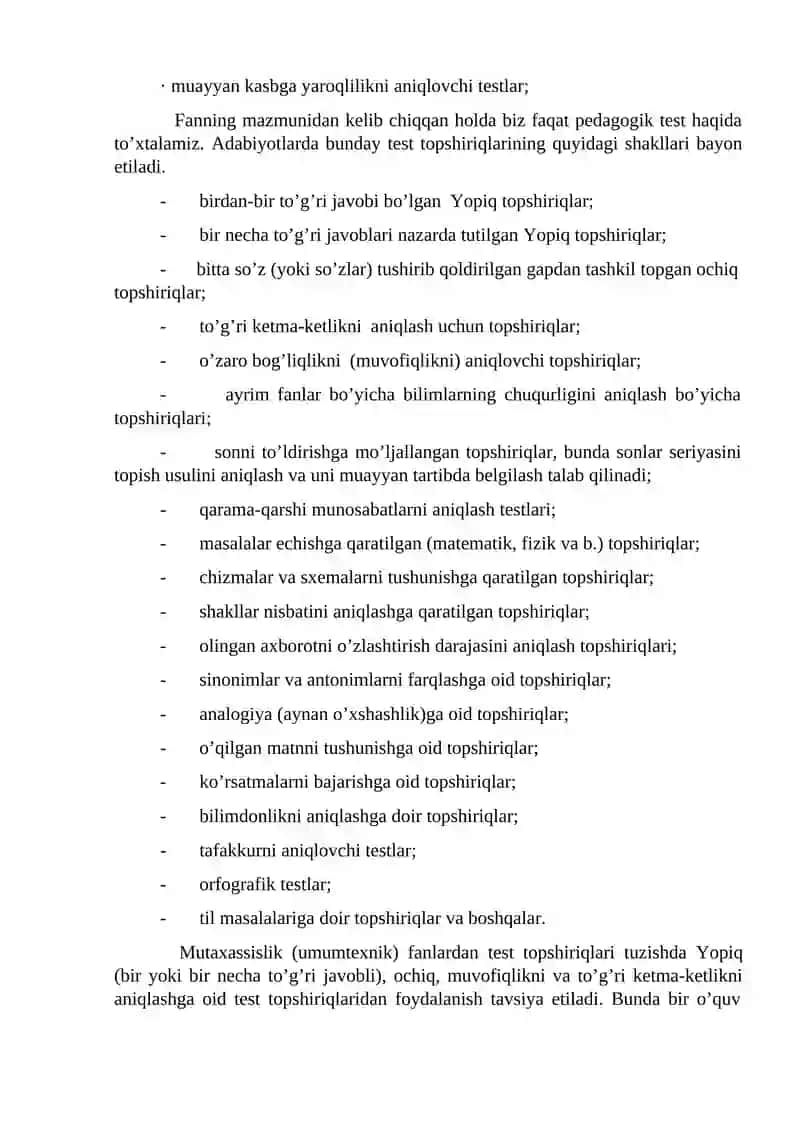 Test yaratish bosqichlari 4