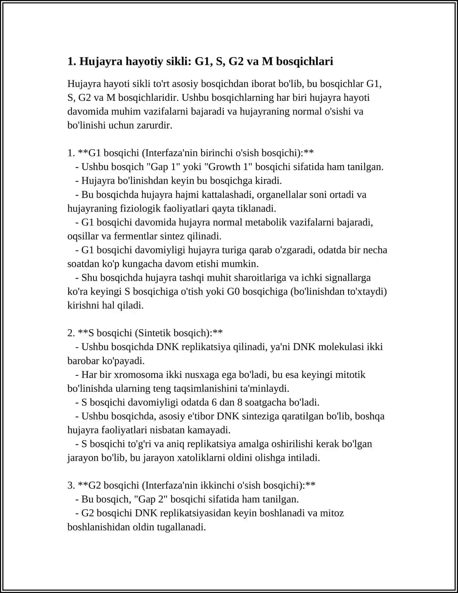 HUJAYRALARNING MITOTIK BO’LINISHI VA HAYOTIY SIKLI. HUJAYRA PROLIFERATSIYASI.HUJAYRANING MEYOTIK BO‘LINISHI. MITOZ VA MEYOZNING PATOLOGIYASI 4