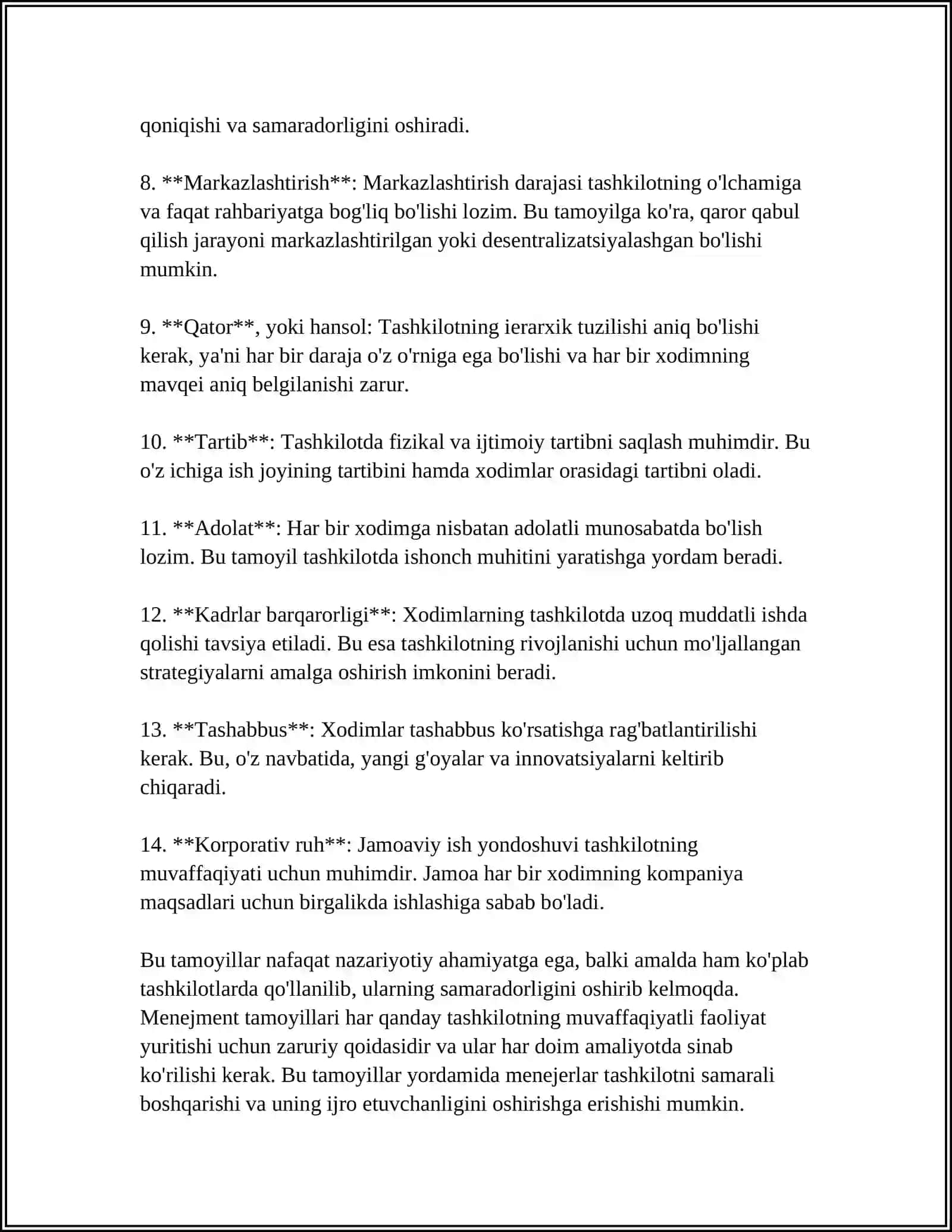 Menejmentning asosiy tamoyillari 4