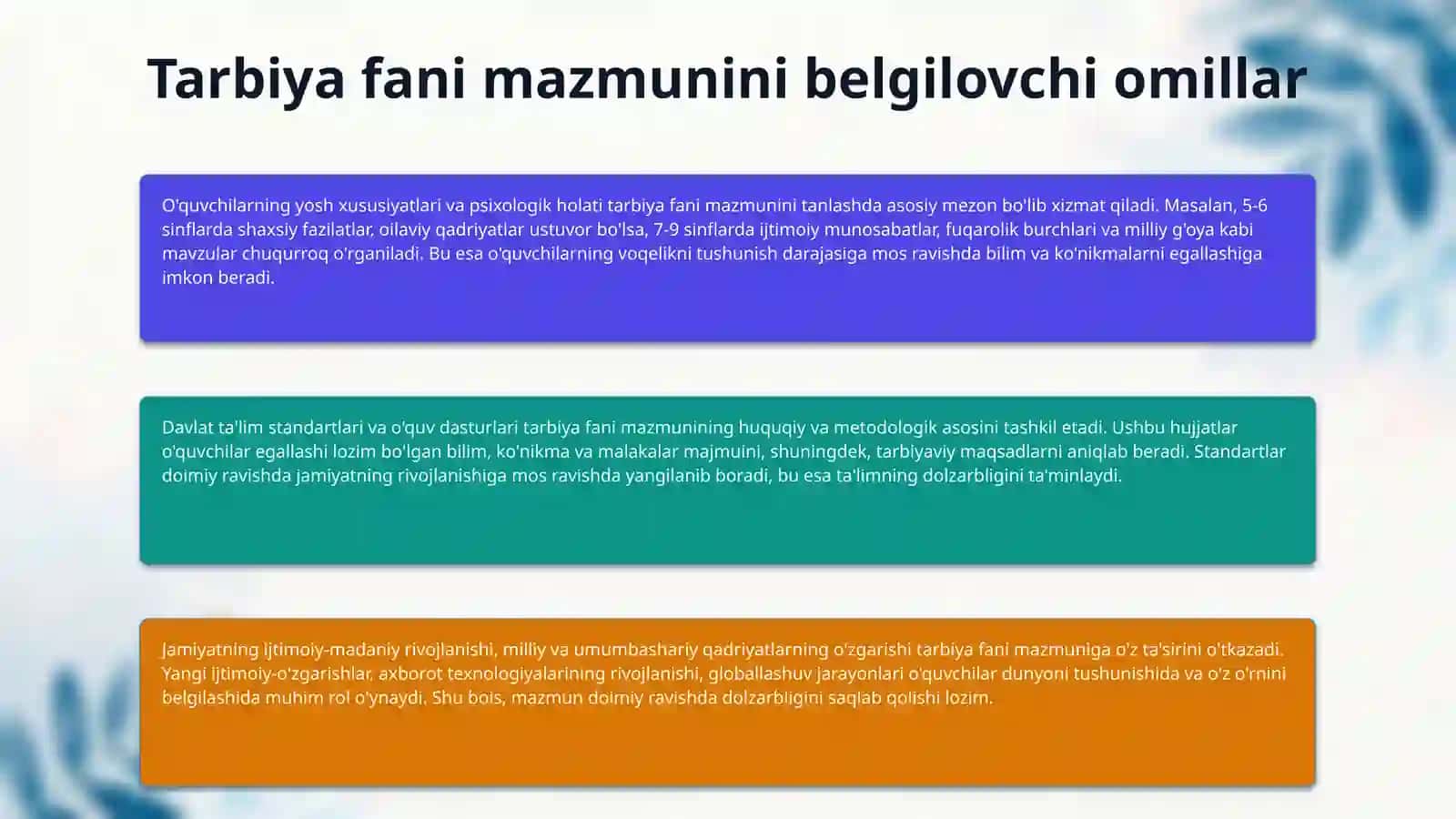 Umumta'lim maktablarida o'rta sinfda tarbiya fani mazmuni 4
