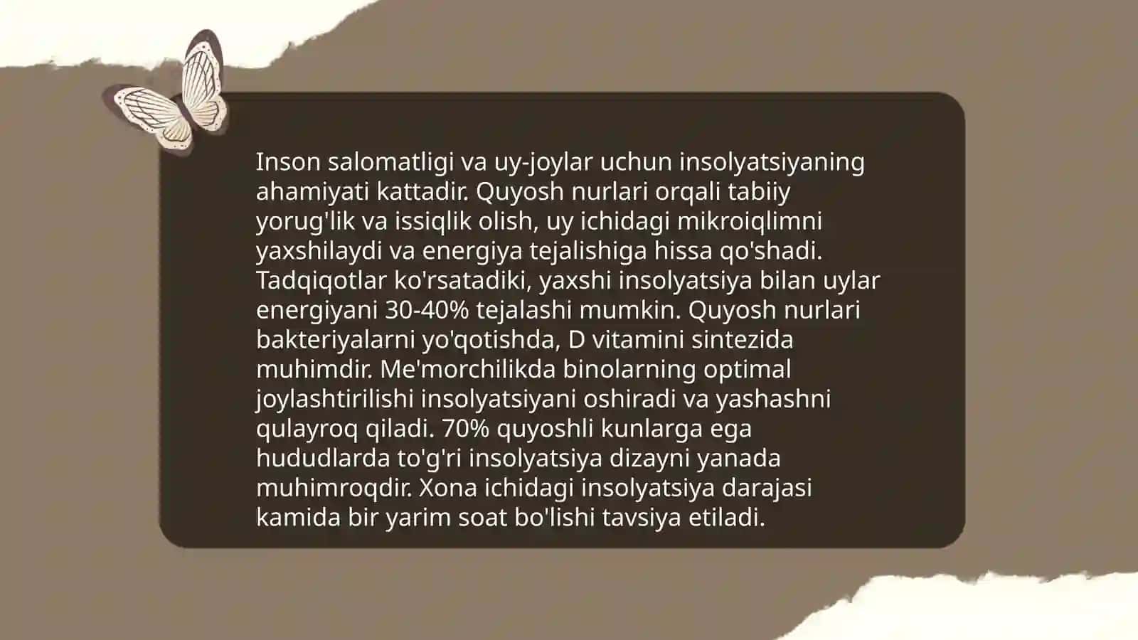 Xonalarning insolyatsiyasi haqida tushuncha, uning ahamiyati 4