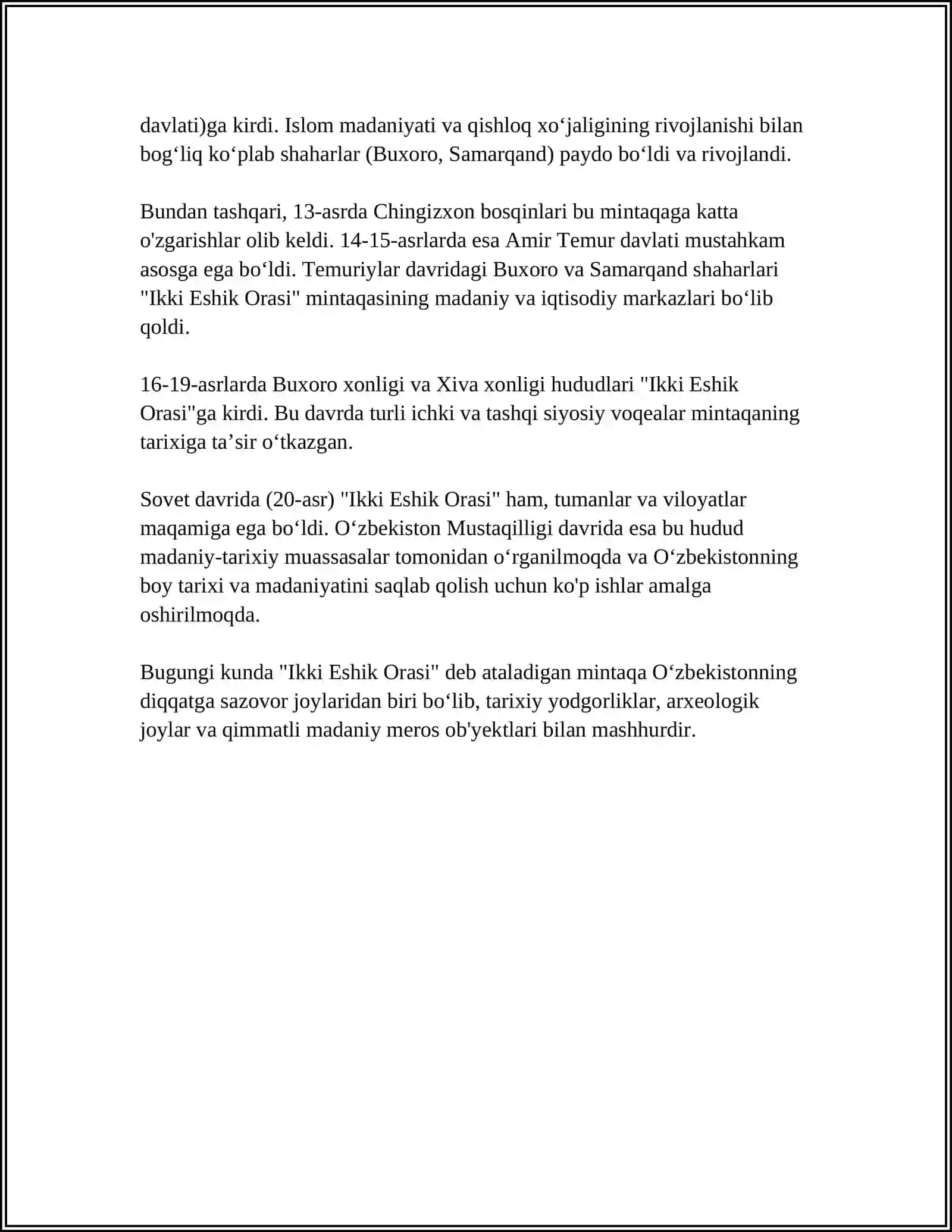 IKKI ESHIK ORASI ASARI TAXLILI 4