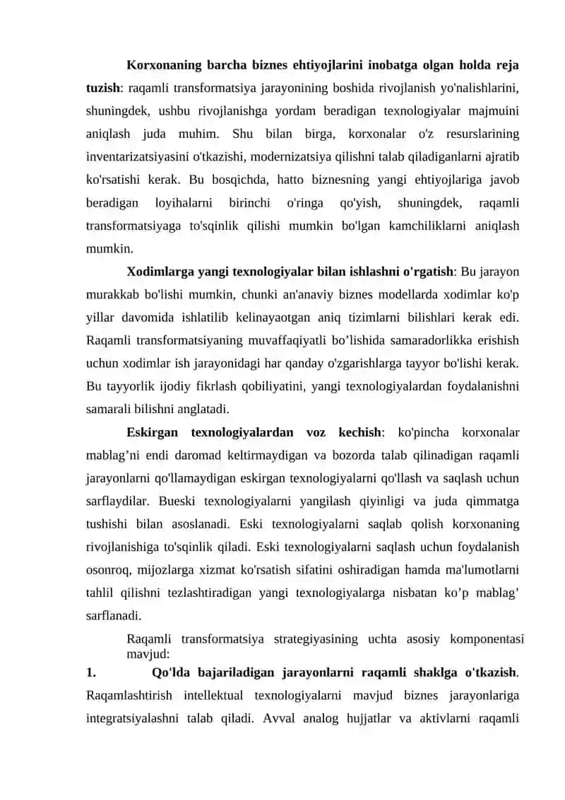 Raqamli transformatsiyalarni yo'nalishlari 4