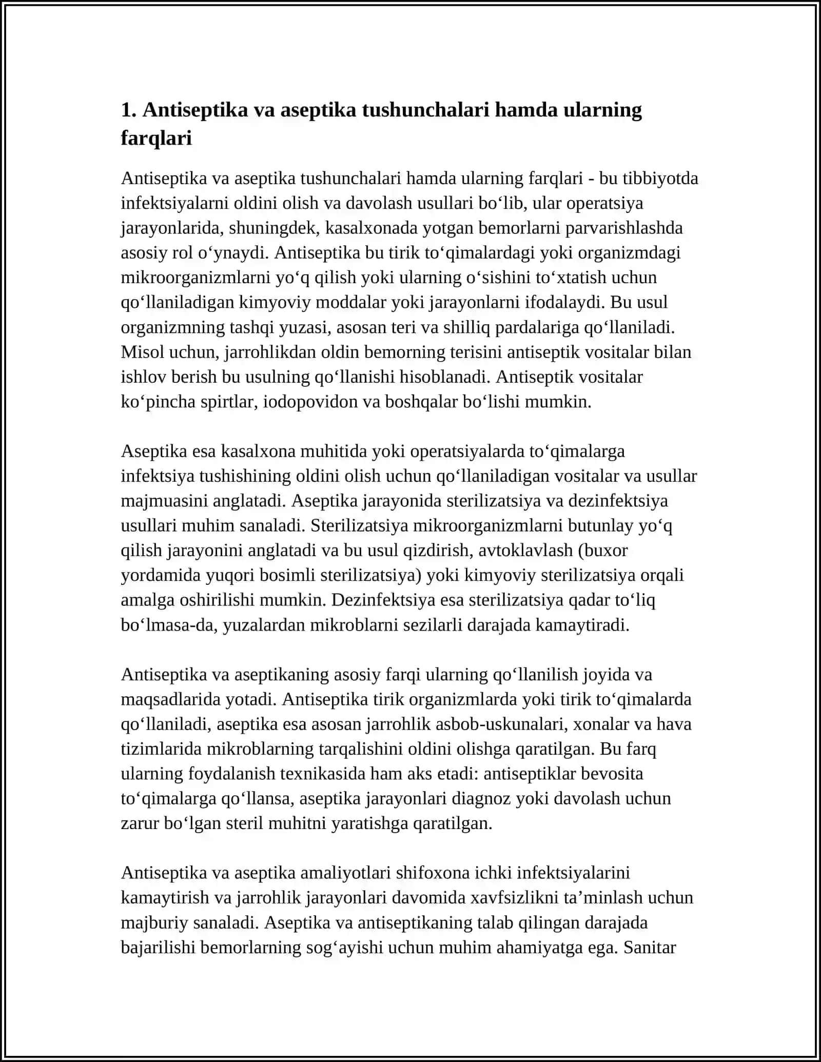 ANTISEPTIKA VA ASEPTIKA ASOSLARINI OʻRGANISH 4