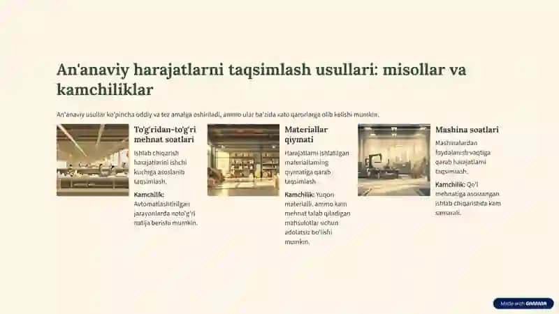 Harajatlarni Taqsimlash Usullari: Umumiy Ko'rib Chiqish 4