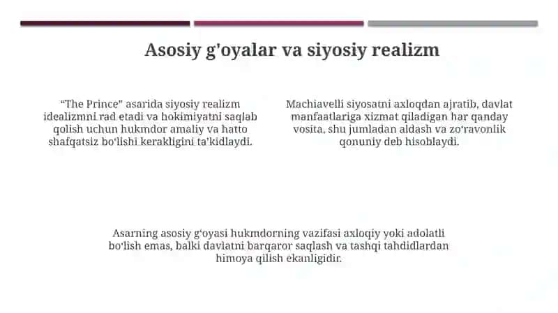 Makiavellining "Xukmdor" asari haqida 4