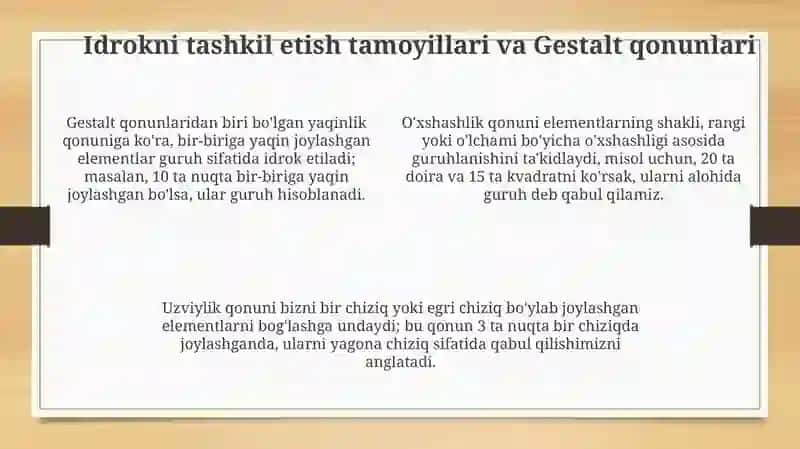 Perseptiv timsollarning tashkil topishi:o'rganish metodlari 4