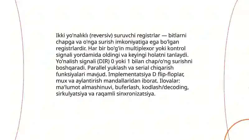 Suruvchi va reversiv registrlar 4