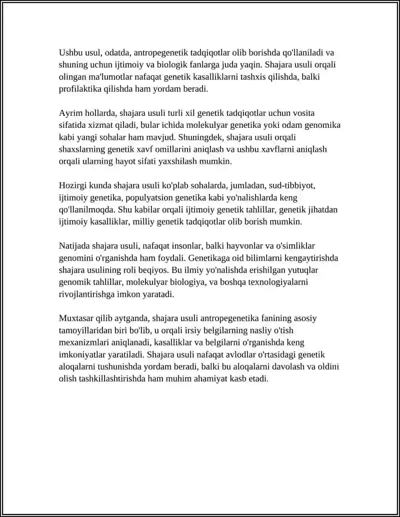 ANTROPEGENETIKA USULLARI: SHAJARA USULI 4