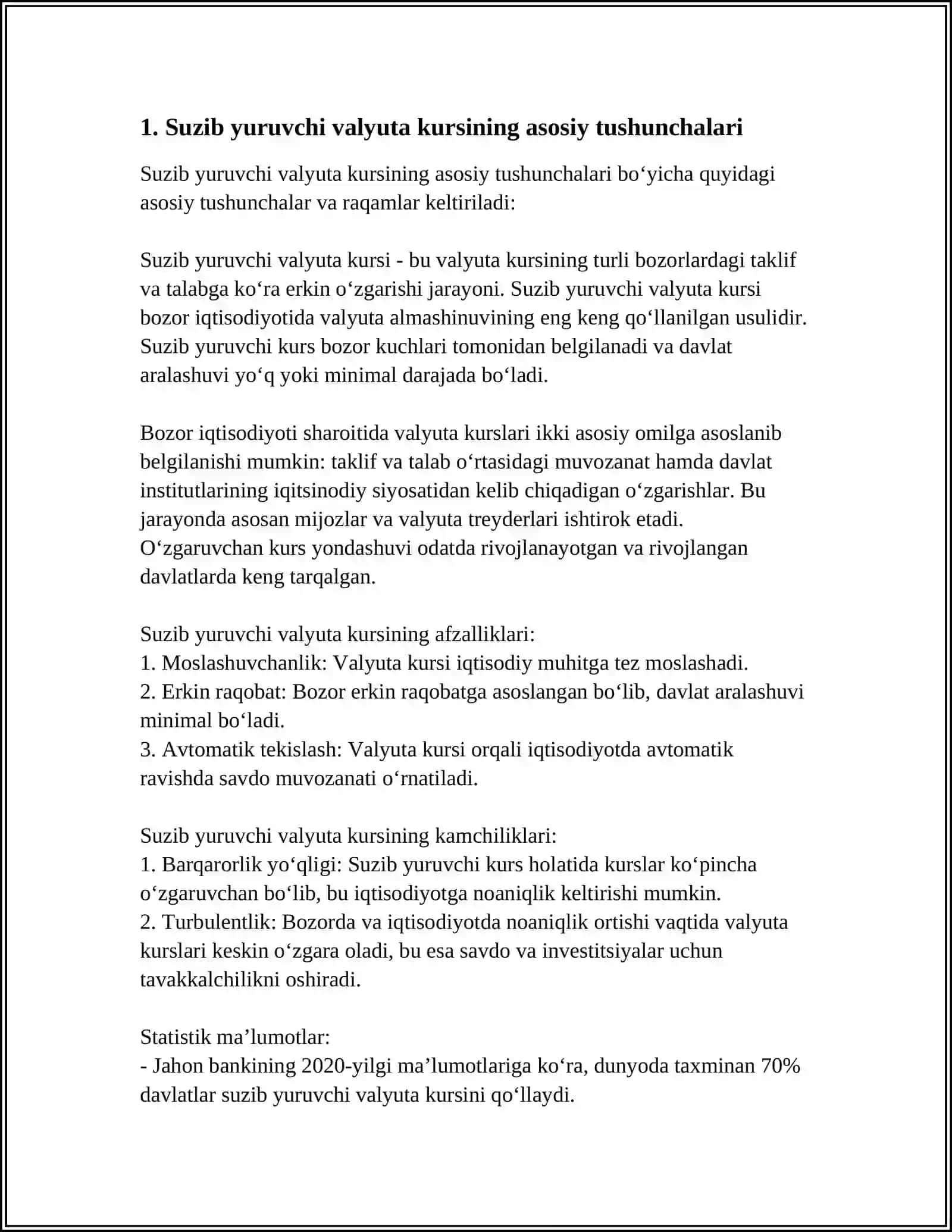 SUZIB YURUVCHI VALYUTA KURSI SHAROITIDA MAKROIQTISODIY SIYOSAT YURITISH XUSUSIYATLARI VA MUAMMOLARI 4