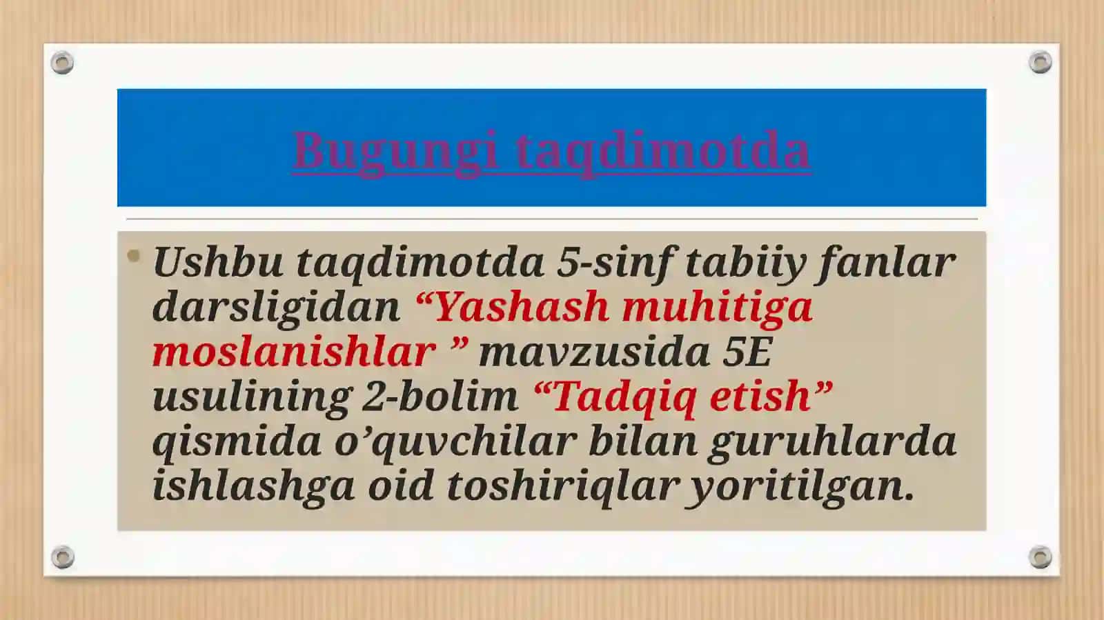 Yashash muhitiga moslanishlar 4