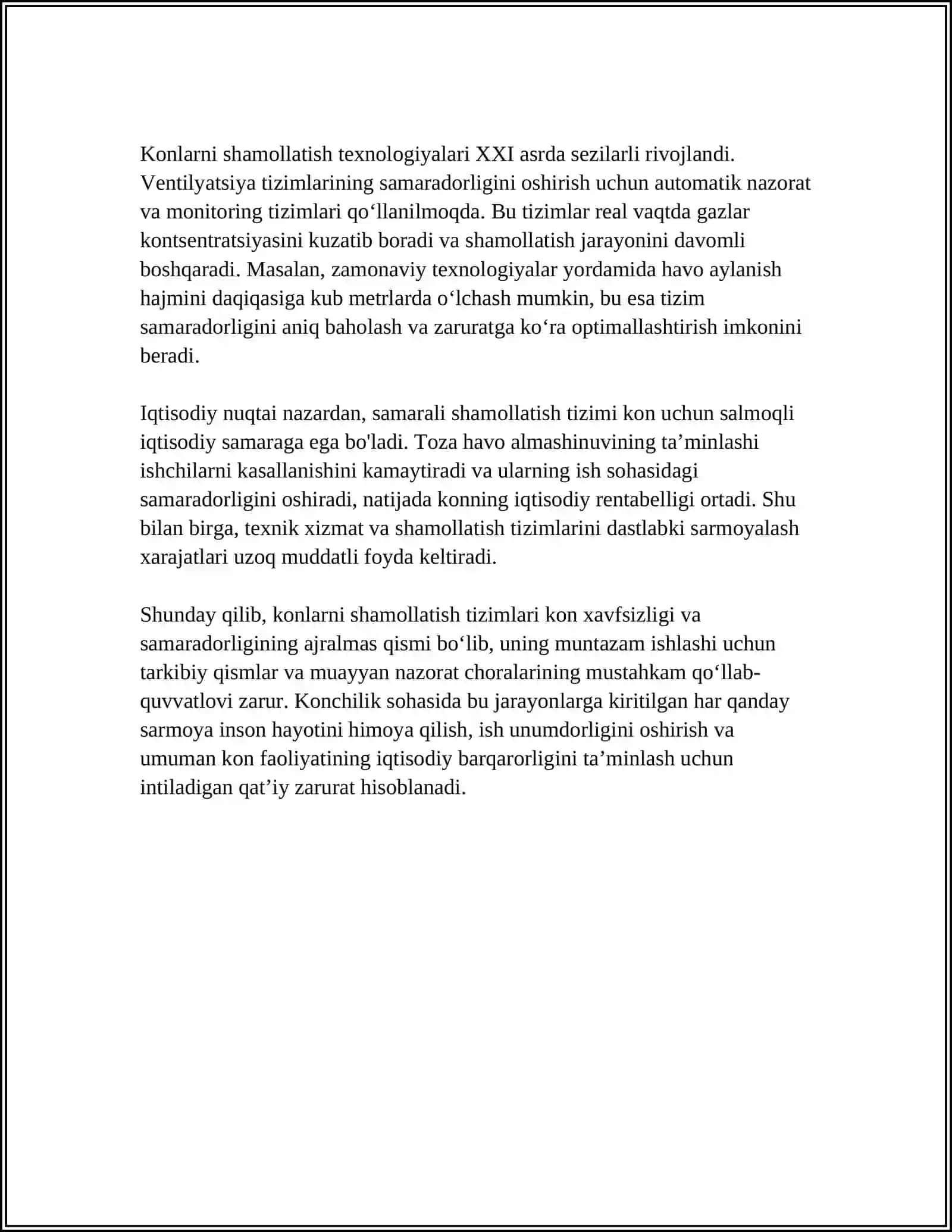 Konlarni shamollatish, suvsizlantirish ishlari va ulara qo'llanadigan texnik vositalar 4