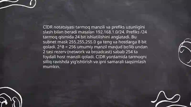CIDR (Classless Inter-Domain Routing) tushunchasi 4