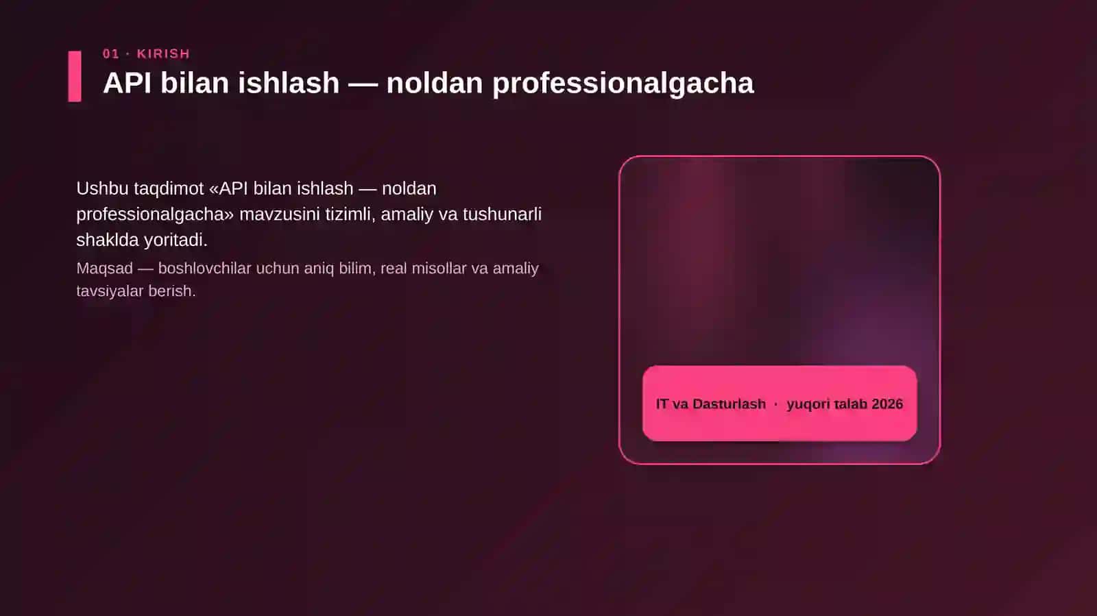 API bilan ishlash — noldan professionalgacha 4