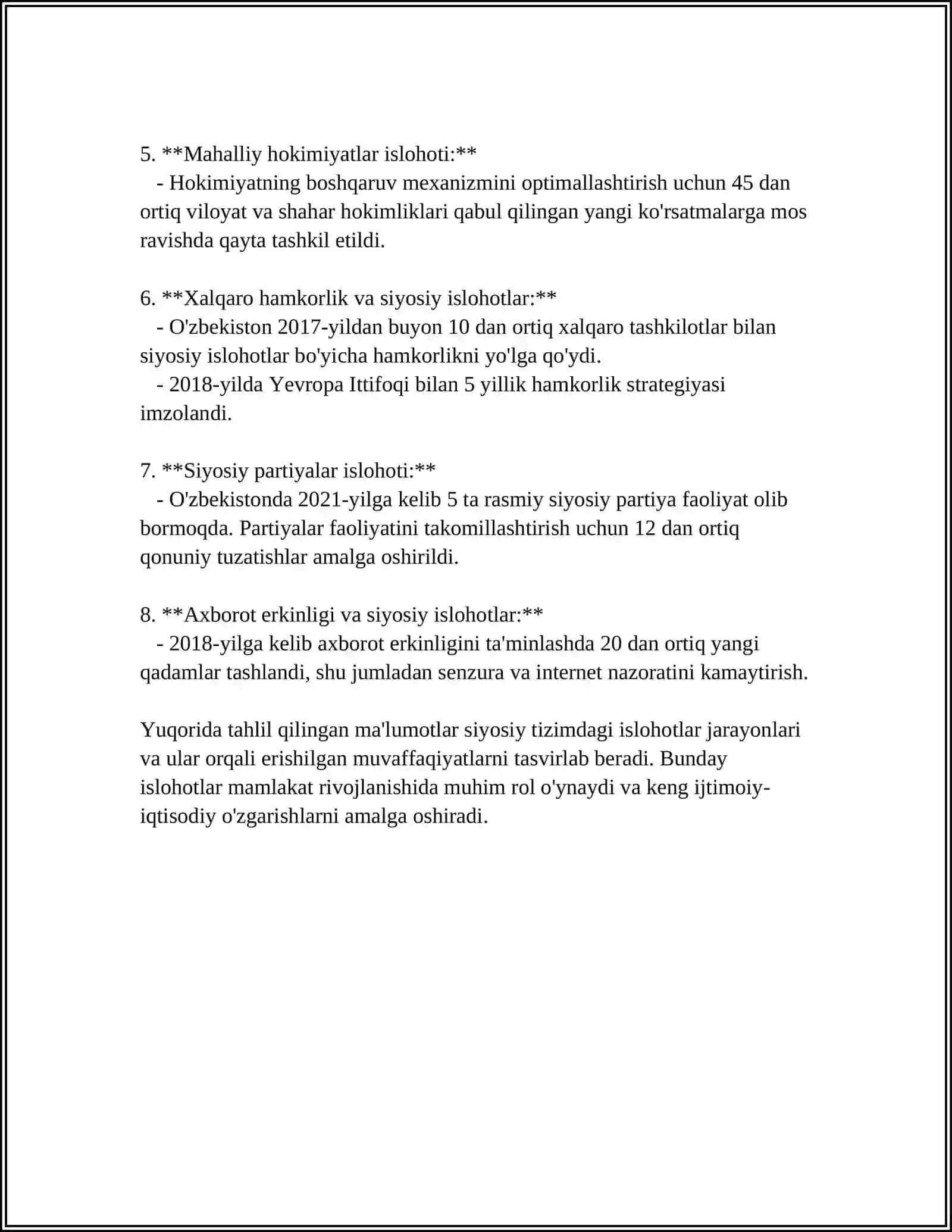 MUSTAQILLIK YILLARIDA DAVLAT BOSHQARUV TIZIMIDA AMALGA OSHIRILGAN ISLOHOTLAR 4